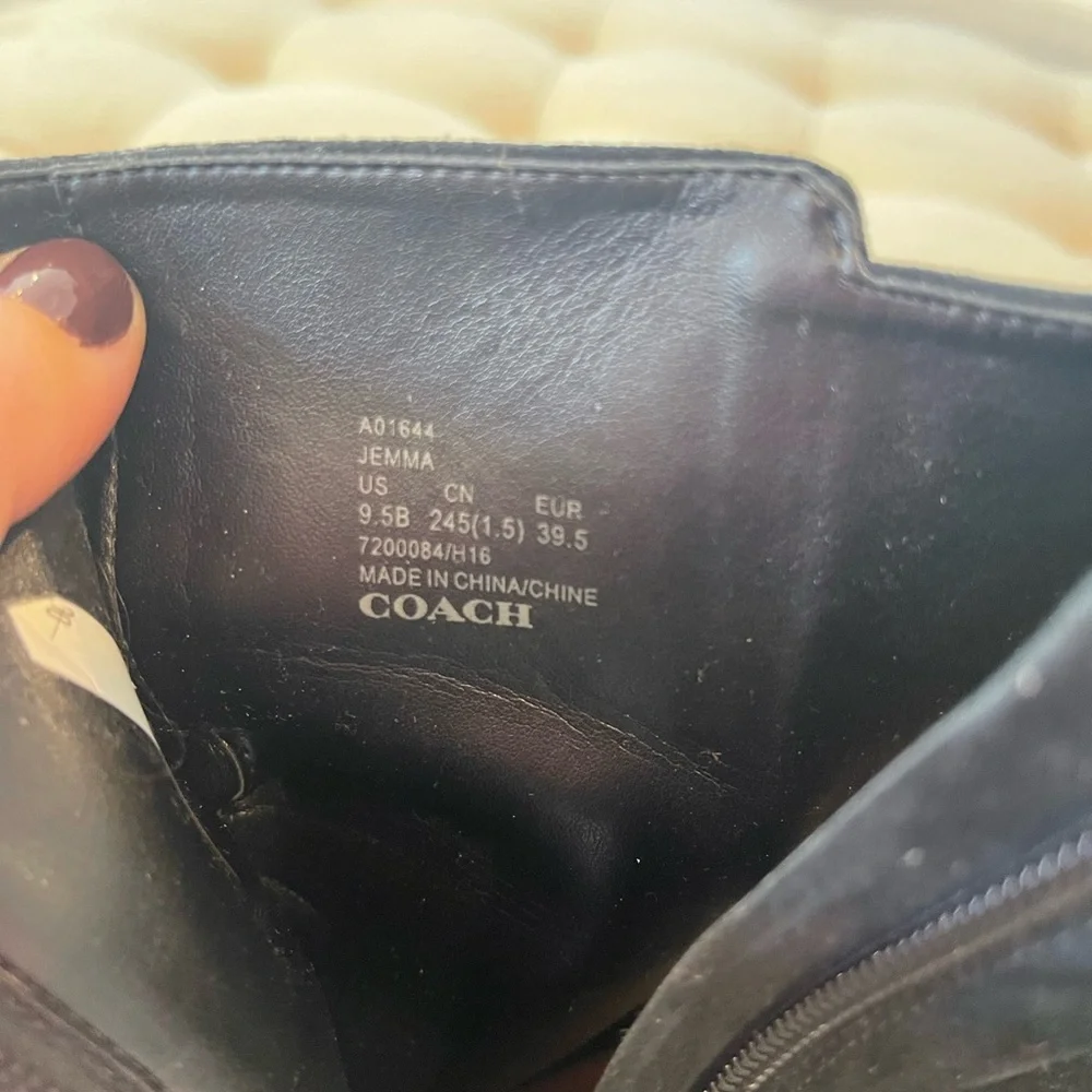Coach women’a black suede high heel booties - Picture 11 of 13